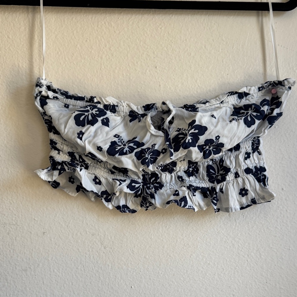 Garage Navy and White Floral Top
